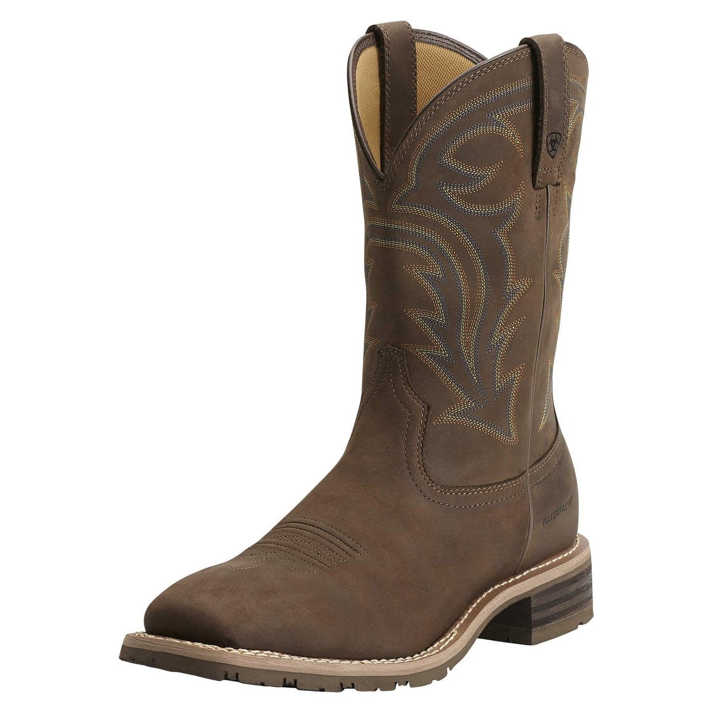 Ariat BMVY9 Mens Hybrid Rancher Waterproof Western Boot Oily Distressed Brown 10
