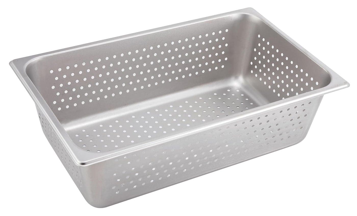 Winco Full Size 6" Deep Metal Food Pan/Steam Table Pan, Perforated, 22 Gauge