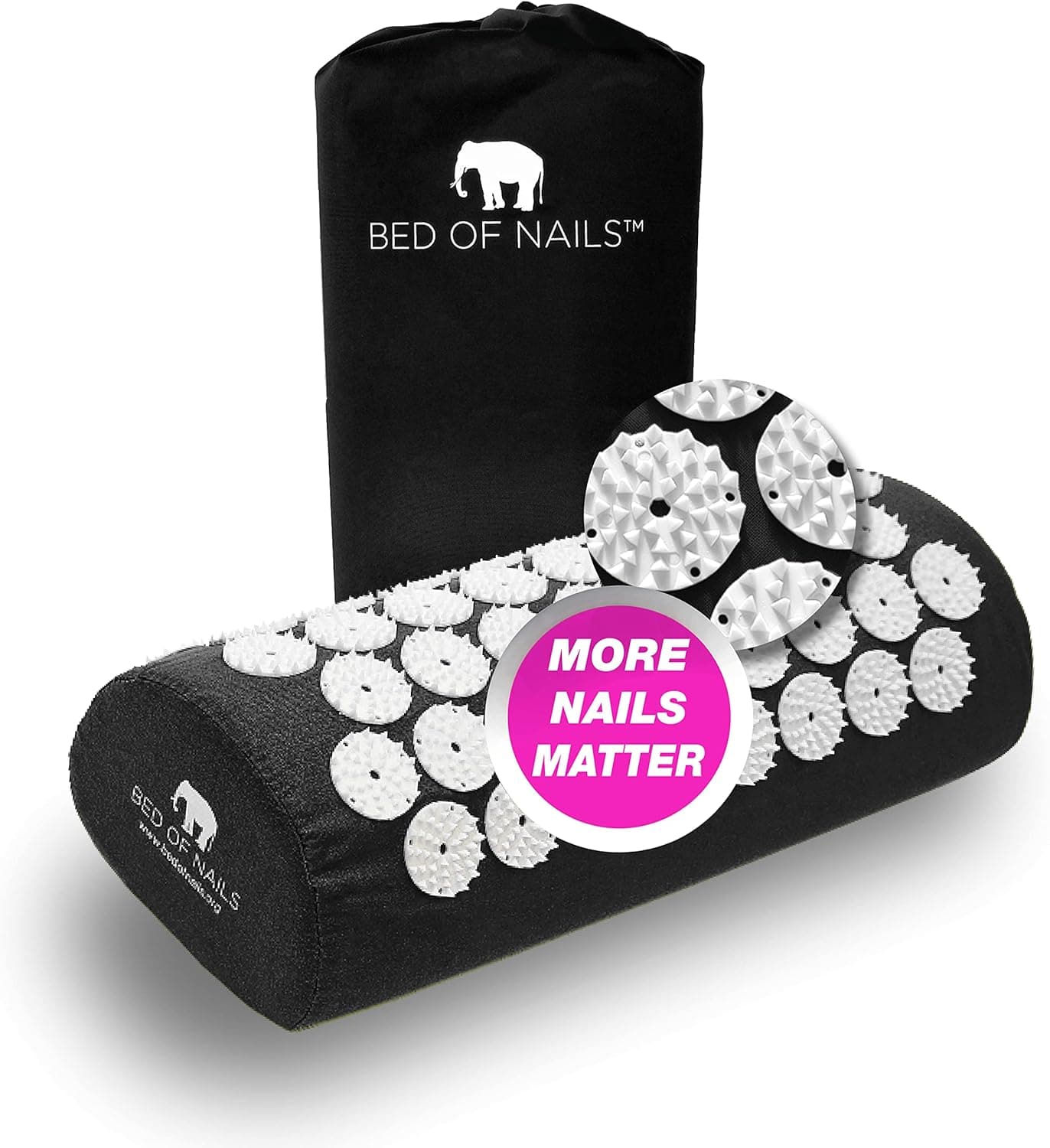 Bed of Nails Original Comfortable Acupressure Lumbar Cushion Pillow, 2142 Acupuncture Pressure Points, Neck Pain Relief, Increased Energy, Relaxation, FSA/HSA Eligible BONVIE with Bag, 15x6x4, Black