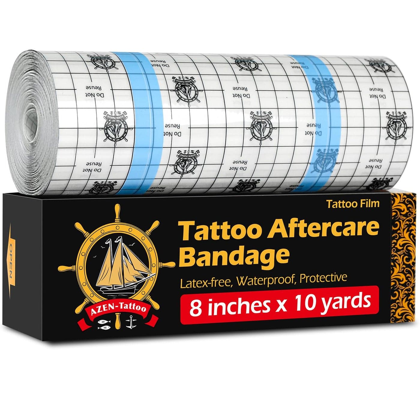 AZEN Tattoo Aftercare Bandage 8x 10 Yard Tattoo Waterproof Bandage Second Skin Tattoo Cover up Tape Tattoo Healing Wrap Tattoo Wrap Tattoo Tape Tattoo Supplies