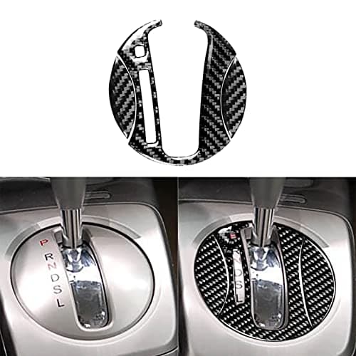 PJFUS Real Soft Carbon Fiber Center Console Automatic Gear Shift Transmission Box Panel Trim Sticker Auto Interior Accessories Compatible with Civic 8 Gen 2006-2011 Black 3pcs(Type B)