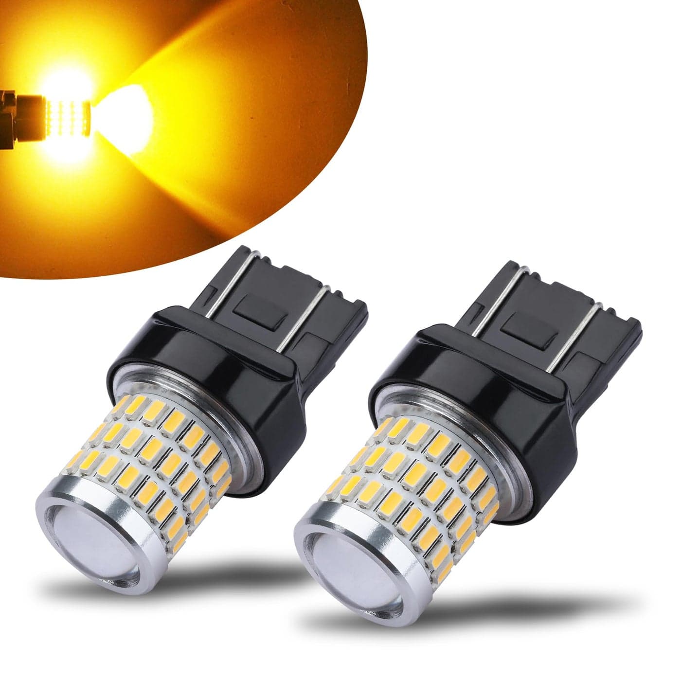iBrightstar 7443 LED Bulb Amber 7440 LED Turn Signal Bulbs Super Bright for Blinker Lights and Turn Signal Lights 2 Pack