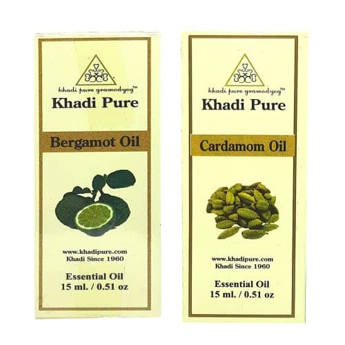Khadi Pure Bergamot & Cardamom Essential Oil, 15 Ml (Pack Of 2)
