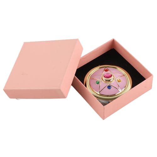 Saluaqui Travel Compact Mirror, Portable Pocket Cosmetic Makeup Folded Mirror, Anime Makeup Star Foldable Mirrors, Cosplay Prop for Women Girls Friends (7cm)