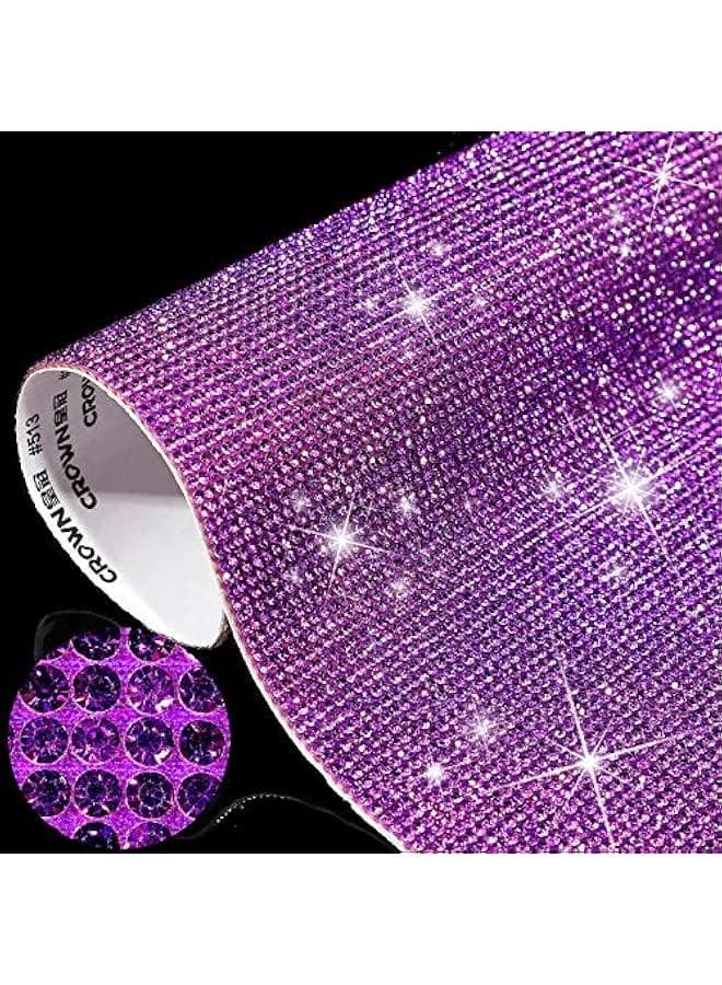 12000 Pcs Bling Bling Rhinestone Sheet Rhinestones Sticker DIY Car Decoration Sticker Self Adhesive Glitter Crystal Gem Stickers for Car Decoration, 9.4 x 7.9 Inch(Violet)