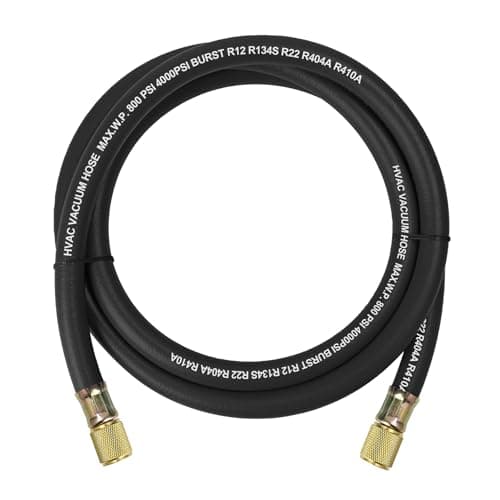 2025 Upgrade HV1 – 3/8″ Vacuum Hose,5 Ft,Fittings: 3/8″x 3/8″,Working Pressure: 800 (Psi),Burst Pressure: 4000 (Psi),Compatible with Most Refrigeration and Air Conditioning Equipment,Black