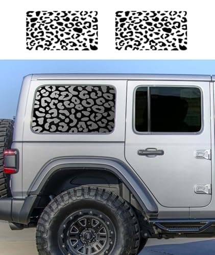 Universal Rear Side Window Leopard Cheetah Decal Fit for Car SUV TrucksPrecut Matte Black Vinyl StickerA Pair