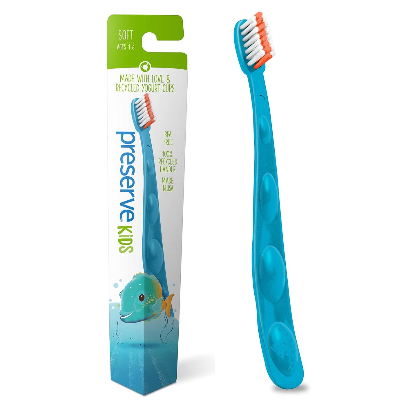 Preserve Kids Toothbrushes Made in the USA from Recycled Plastic Soft Bristles Colors Vary 1 Count