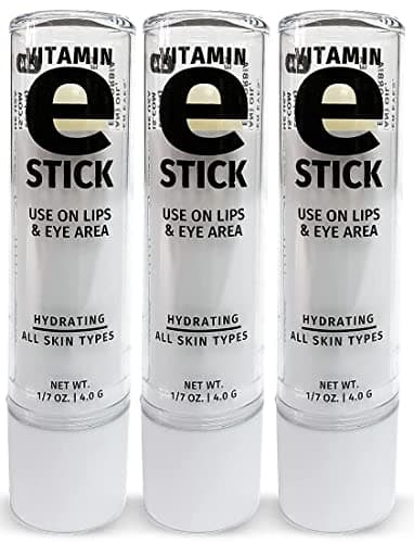 Reviva Labs Vitamin E Stick Hydrating Lip Balm for Chapped Lips Under Eye Care Moisturizing with Beeswax Shea Butter Allantoin Vitamin E Lip Balm for Men Women Pack of 3