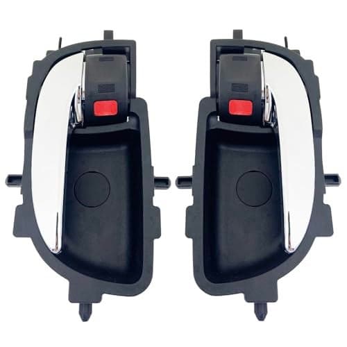 Cheriezing Inside Interior Door Handle Compatible with 2014-2019 Corolla, 2012-2018 Prius C, Yaris - Black House Chrome Lever Black Button Left & Right Side Set of 2
