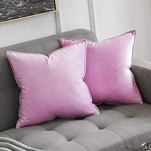 Khooti Decorative Velvet 200 TC Square Cushion Cover Throw Pillow Cover For Living Room Couch Diwan Single Seater Sofa,Colorful Modern Small 10X10 Inches/25X25 Cm (Color-Baby Pink)(Set Of 1 Pcs) C2