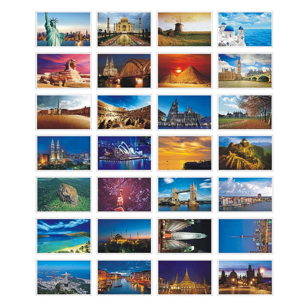 HOSTEESSCHOICE Beautiful Postcard set of 30 Post card variety pack World travel sites,4 x 6 Inches, world B