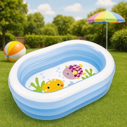 Toyshine 5.3ft Inflatable Swimming Pool for Kids & Family | 162 x 106 x 45 cm | Thick Durable PVC Outdoor Backyard Garden Water Pool for Summer Fun | Easy to Inflate & Store