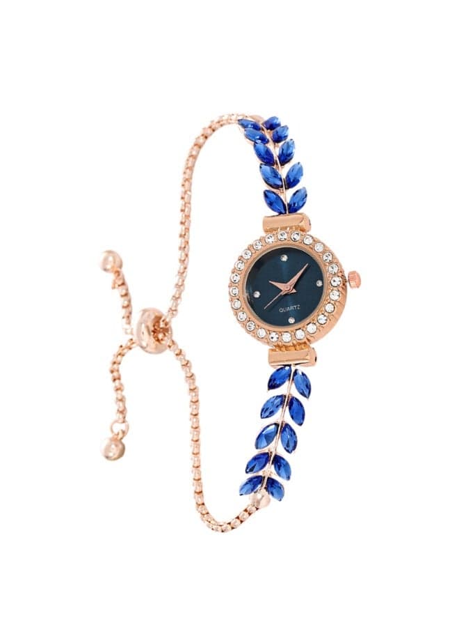 New Leaf Strap Diamond Set Round Women's Watch