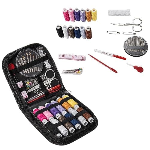 Maharsh 98Pcs Sewing Kit, Portable Sewing kit Box Sewing Supplies Accessories with Thread Spools, Scissors, Thread Needles,Tape Measure for DIY