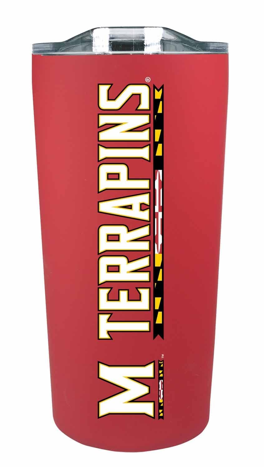 Campus Colors NCAA Stainless Steel Tumbler perfect for Gameday 18 oz Double Walled Keeps Drinks Perfectly Insulated Maryland Terrapins Red