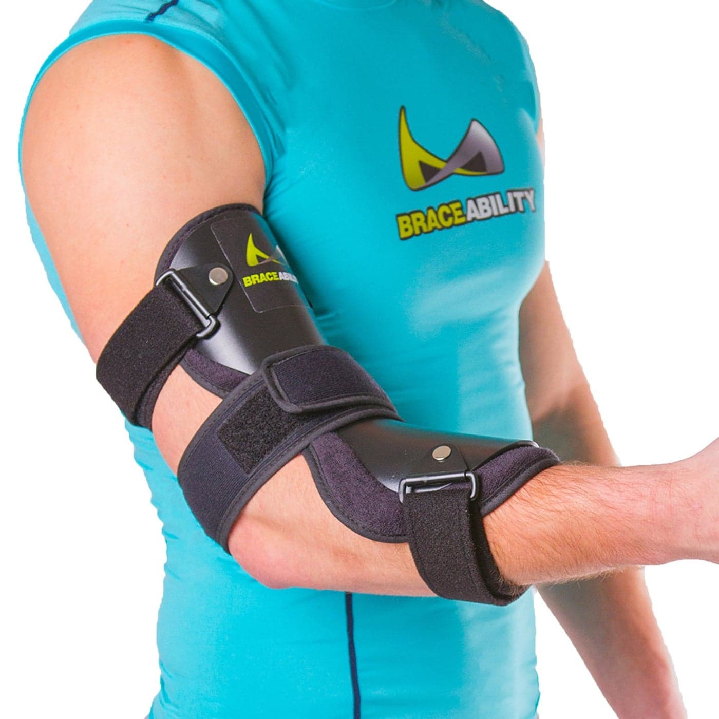 BraceAbility Cubital Tunnel Syndrome Elbow Brace Splint to Treat Pain from Ulnar Nerve Entrapment Hyperextended Elbow Prevention and Post Surgery Arm Immobilizer M MEDIUMLARGE
