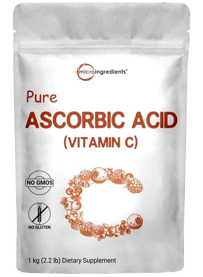 Pure Vitamin C Crystal Powder (Water Soluble Vitamin C 1000mg Per Serving), 1 KG (2.2 Pounds), Immune Vitamins and Strong Antioxidant, Pure Ascorbic Acid Powder Supplement