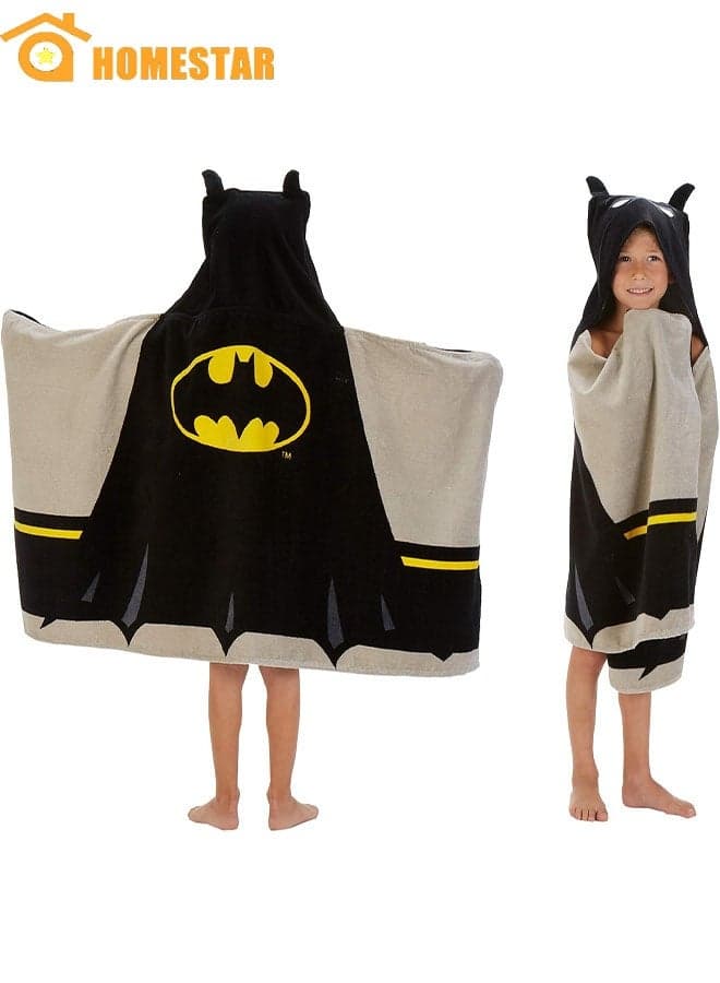 Soft Batman Kids Hooded Bath Towel, 24*48 Inch, Absorbent Cotton, Cozy Beach, Pool Wrap for Boys and Girls 3-7