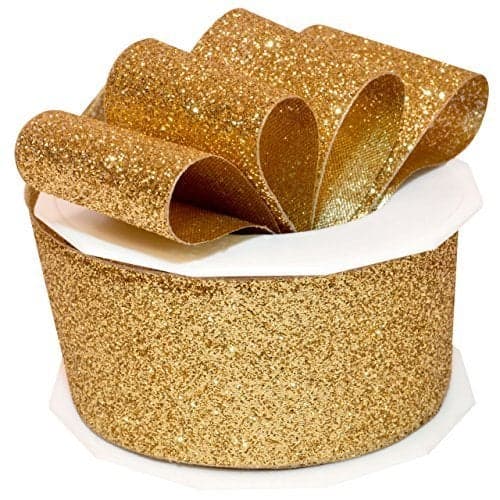 Morex Ribbon 9850910634 Princess Glitter Metallic and Nylon Ribbon 112Inch by 10Yard Gold