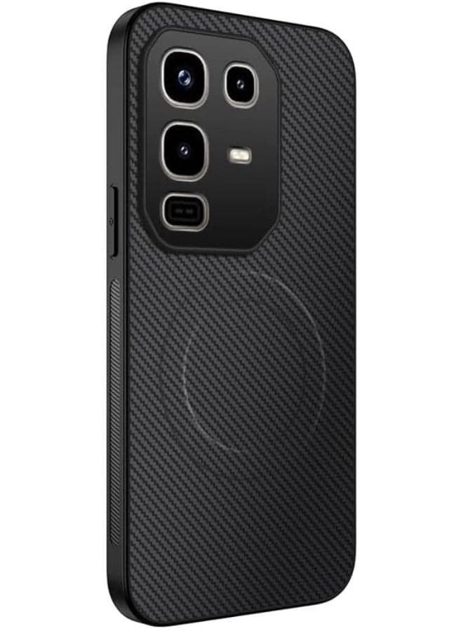 Magnetic Case Compatible with Infinix Note 50 Pro 4G/ Note 50 4G Carbon Fiber Leather Texture Anti-fall Shockproof Protective Back Cover