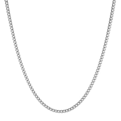 HZMAN 5mm Cuban Chain for Men Stainless Steel Men's Silver Chain Diamond Cut Hip Hop Link Chains Necklace 16-30 Inch (20in)