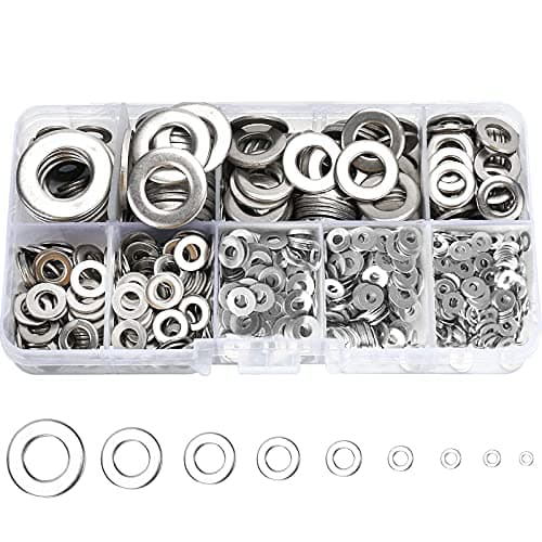 800 Pcs 304 Stainless Steel Flat Washers for Screws Bolts, Fender Washers Assortment Set, Assorted Hardware Lock Metal Washers Kit (9 Sizes-M2 M2.5 M3 M4 M5 M6 M8 M10 M12) for Home, Factories etc YLYL