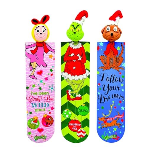 Raymond Geddes Dr Seuss Grinch 3D Bookmarks Box of 24 3 Unique Designs Cute Bookmarks for Kids and Booklovers