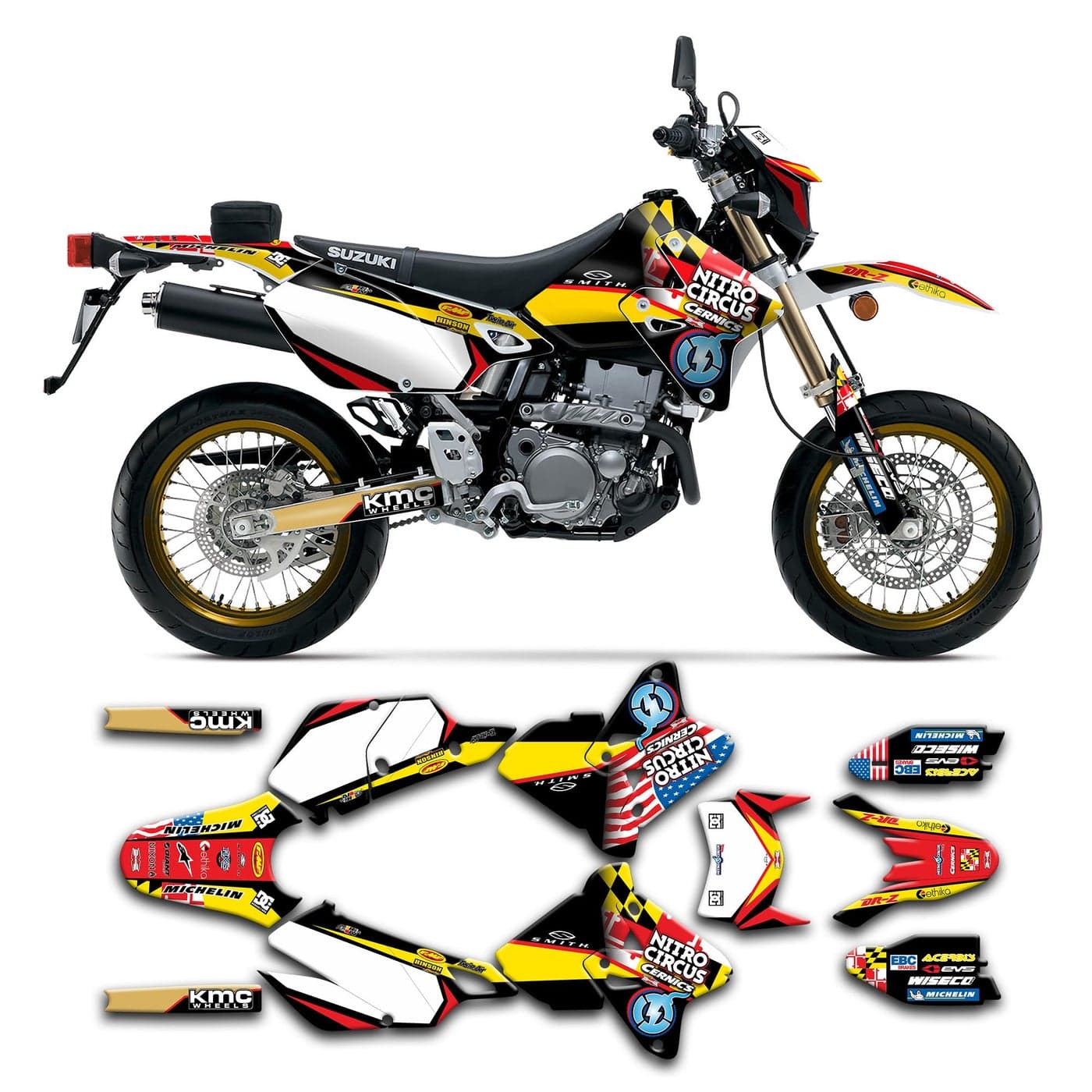 Kungfu Graphics Decal Kit for Suzuki DRZ 400 SM DRZ400SM Supermoto SZDRSE9919001KO
