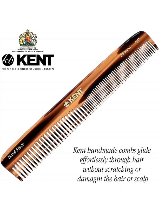 Kent 6T 6.9 Inch Double Tooth Hair Dressing Comb, Fine and Wide Tooth Dresser Comb For Hair, Beard and Mustache, Coarse and Fine Hair Styling Grooming Comb for Men, Women and Kids. Made in England