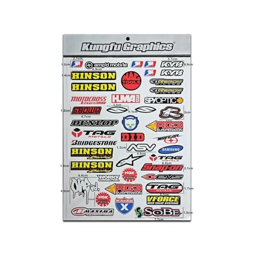 Kungfu Graphics Micro Sponsor Logo Racing Sticker Sheet Universal (7.2X 10.2 inch), White, MSS (16)