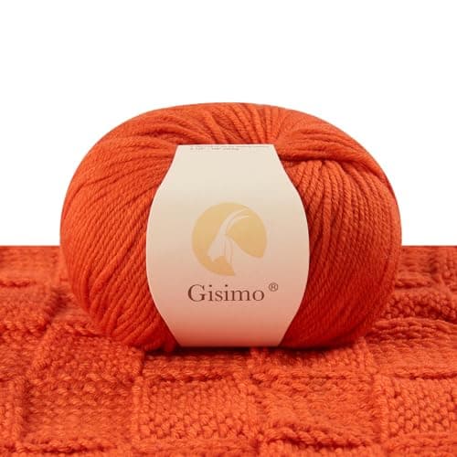 Gisimo 100 Merino Wool Yarn 6Ply Luxurious and Soft Yarn for Hand Knitting Crocheting 176 OZ50g 127 yds116 MetersBrick Orange 1 Ball