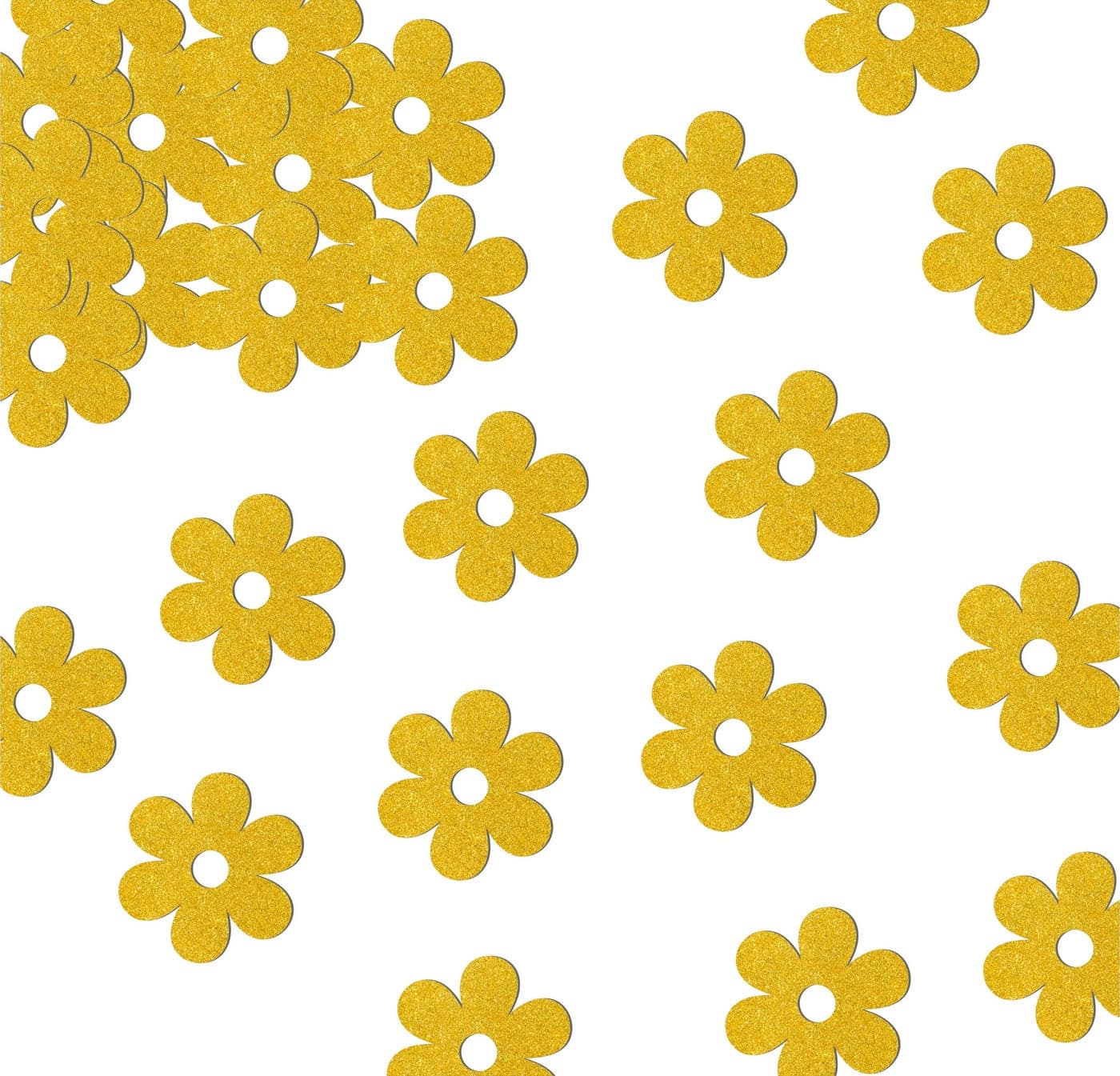 SVM CRAFT® 100pcs Golden Glitter flower Cutouts | Paper flower Confetti Gold Glitter Cut-Outs for DIY Art & Craft Projects Decoration for class decrations, table decoartions