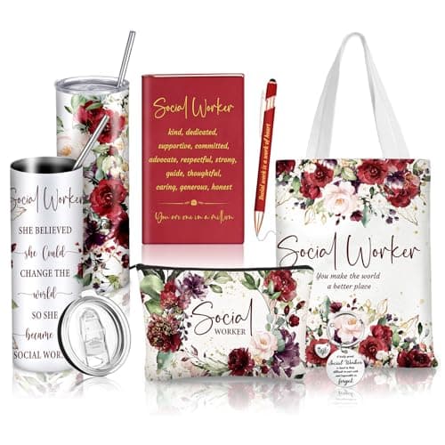 Afarnook 6 Pcs 2026 Msw Graduation Gift Include 20oz Tumbler Canvas Bag Notebook Pen Must Haves for Bsw Lcsw New Social Worker Grad Appreciation Office SuppliesVintage Style
