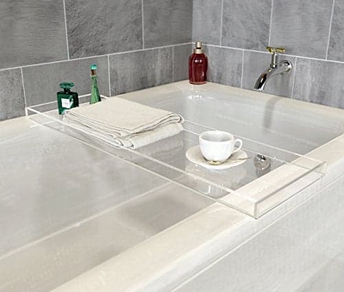 ONELUX Durable Clear Acrylic Towel TrayLucite Bathtub Caddy