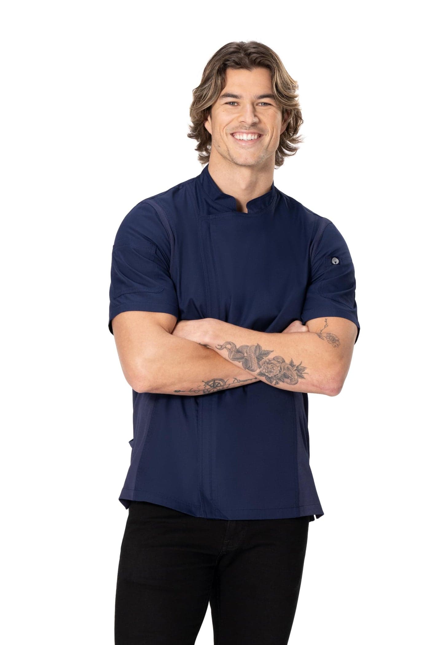 Chef Works Men's Springfield Chef Coat, Navy, Small