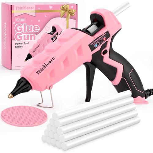 THINKLEARN Hot Glue Gun Full Size, 60/100W Dual Power Glue Gun with 15 Glue Sticks(7/16''), Heavy Duty Large Glue Gun Kit, Hot Glue Gun and Sticks Set for Crafts, Arts, DIY and Home Repairs