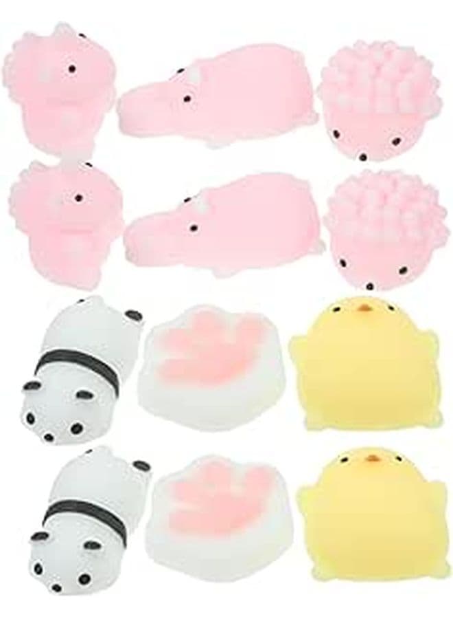12 Pcs Soft Animal Stress Relief Fidget Squeeze Toy Cute Cartoon Office Decor