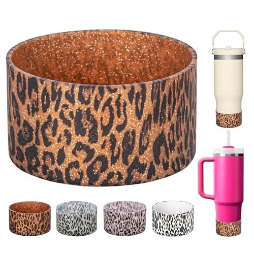 Silicone Boot for Stanley Quencher Tumbler20/30/40oz & IceFlow 20/30oz,Owala Tumbler 24/40 oz,Hydro Flask 12-24oz,-Non-Slip Bottom Protector for Bottom size 2.8-2.95" BPA-Free Cup Sleeve(Gold Leopard)