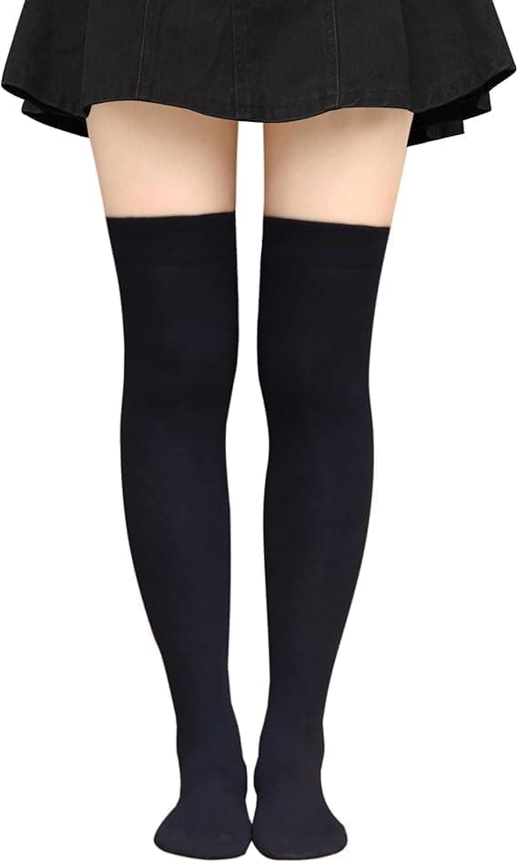 NEYU Women's Full Length Thumb Socks | Woolen Winter Super Thick Thermal Extra Long Cotton Women Socks | Winter Wear Knee Length Leg Warm Socks (1 Piece)