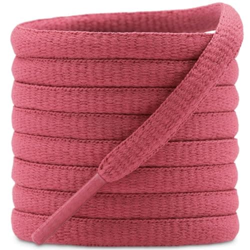 DELELE 2 Pair Oval Shoes laces Half Round 1/4" Athletic Shoelaces Shoe Strings Hot Pink-51 inch
