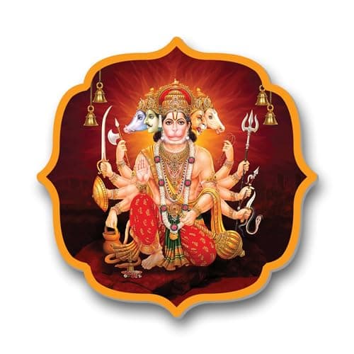 Regalo Casila Panchmukhi Hanuman For Door Entrance 4 Inch Hanuman Ji Vastu Dosh Sticker For Home Office Main Door Decor Vastu Remedy For South & South-West Facing Homes Self Adhesive Wall Decor