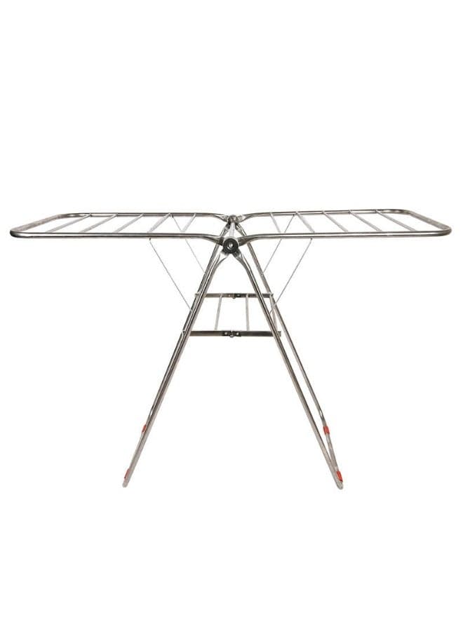 Compact Folding Drying Rack For Clothes Stainless Steel Laundry Stand With Wide Wings Rust Resistant Perfect For Indoor Outdoor Use Easy To Store And Set Up Home Apartment Balcony Daily