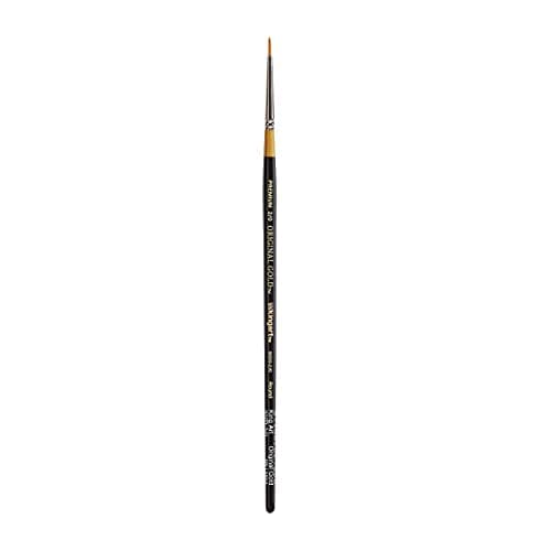 KINGART Premium Original Gold 9000-2/0 Round Series Artist Brush, Golden Taklon Synthetic Hair, Short Handle, for Acrylic, Watercolor, Oil and Gouache Painting, Size 2/0