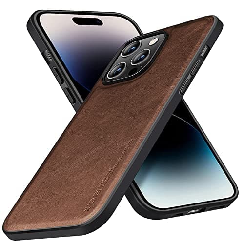 X-level Compatible with iPhone 14 Pro Case, PU Leather Thin Slim Case Soft Bumper Shockproof Protective Phone Cover for iPhone 14 Pro 6.1" (2022)-Brown