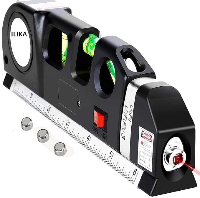 ADOERE Laser Level Line Tool Multipurpose Laser Level Kit Standard Cross Line Laser leveler Beam Tool with Metric Rulers 8ft25M for Picture Hanging cabinets Tile Walls
