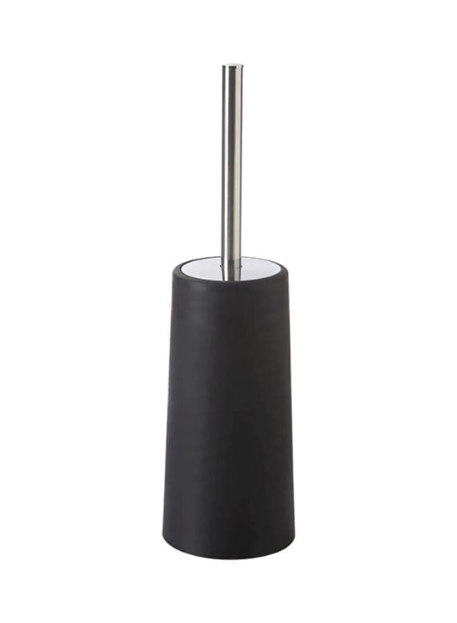 Portable Toilet Cleaning Brush With Holder Black/Silver 38.5x10.5cm