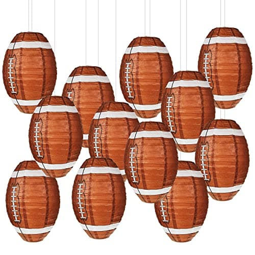 6 Pieces 12 Inches Football Paper Lanterns Football Hanging Decoration Sports Ball Lantern for Birthday Baby Shower Sports Party Supply