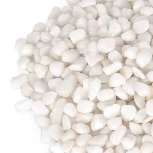 GASPRO 2.5 Pound Pebbles for Indoor Plants, 3/8" Decorative White Rocks for Vases, Planters, Succulents, Highly Polished Aquarium Gravel, Smooth Surface and Fade Resistant