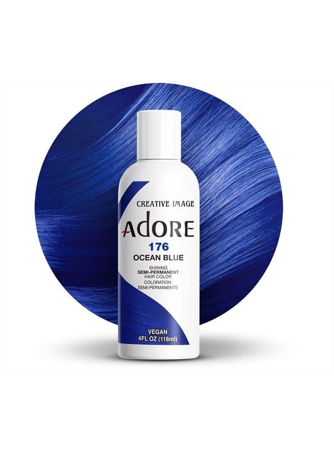 Semi Permanent Hair Color - Vegan and Cruelty-Free Hair Dye - 4 Fl Oz - 176 Ocean Blue (Pack of 1)